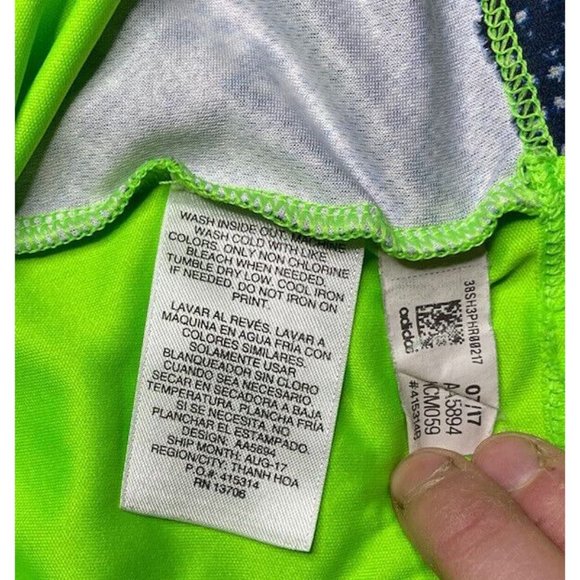 Adidas Boy Size Large Spell Out Logo Fluorescent Green Long Sleeve TShirt School - Picture 8 of 12